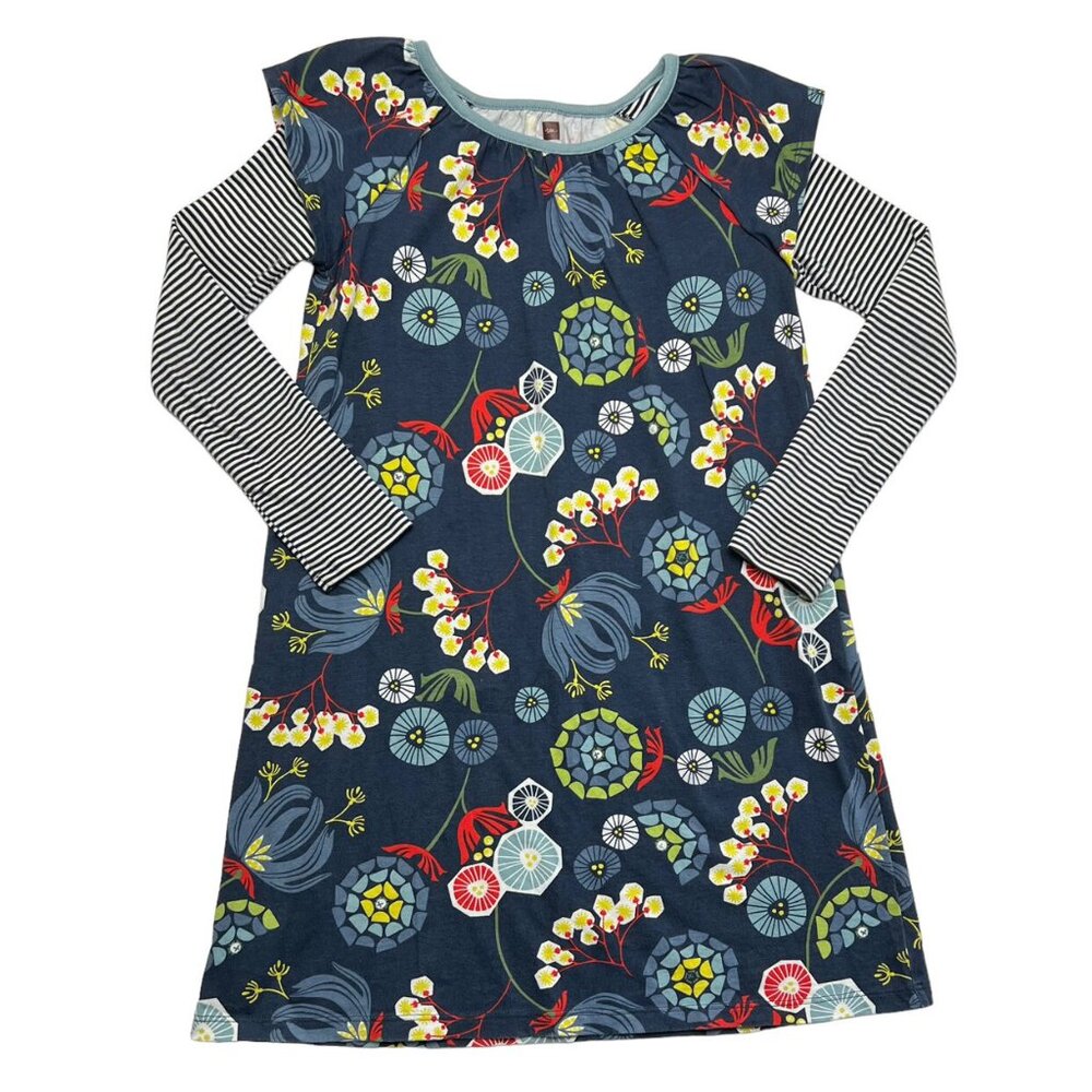 Tea Collection Mock Layered Wood Block Floral Print Dress